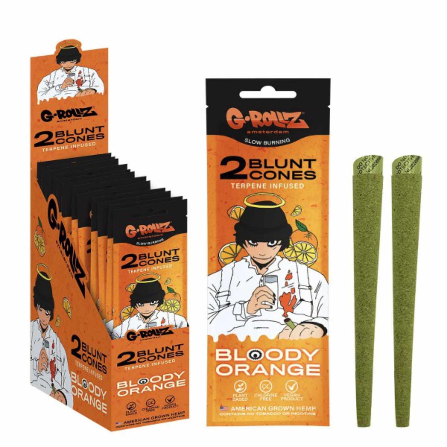 PŘEDBALENÉ BLUNTY S TERPENY BLOODY ORANGE - 12KS/BOX