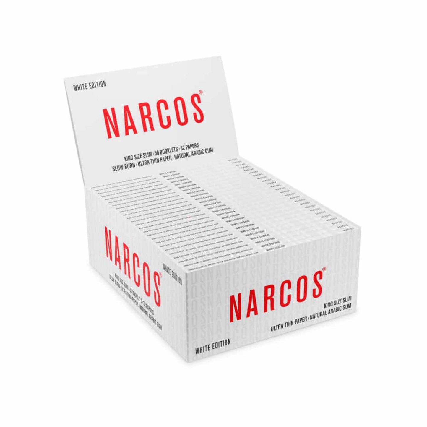 PAPÍRKY NARCOS WHITE EDITION KING SIZE SLIM - 50KS/BOX