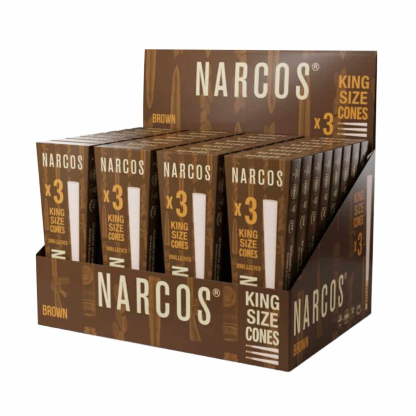CONES NARCOS BROWN KING SIZE - 32KS/BOX
