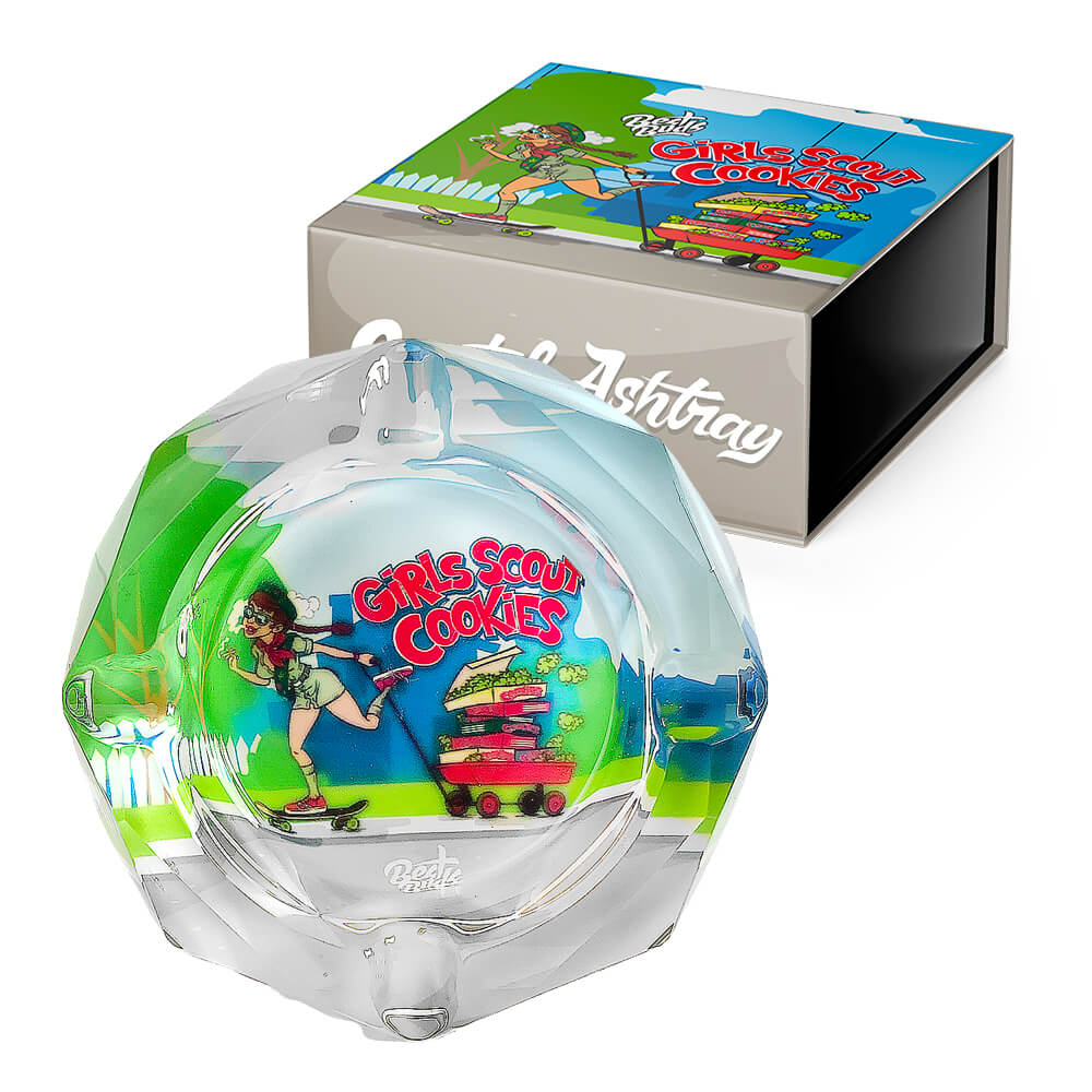 CRYSTAL GLASS ASHTRAY - GIRLS SCOUT COOKIES - 1 PCS