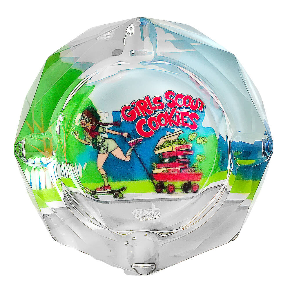 CRYSTAL GLASS ASHTRAY - GIRLS SCOUT COOKIES - 1 PCS