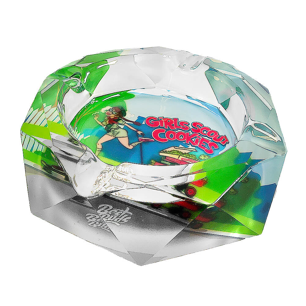 CRYSTAL GLASS ASHTRAY - GIRLS SCOUT COOKIES - 1 PCS