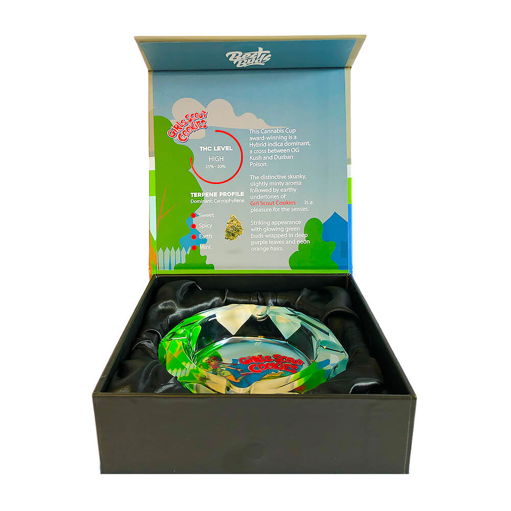 CRYSTAL GLASS ASHTRAY - GIRLS SCOUT COOKIES - 1 PCS