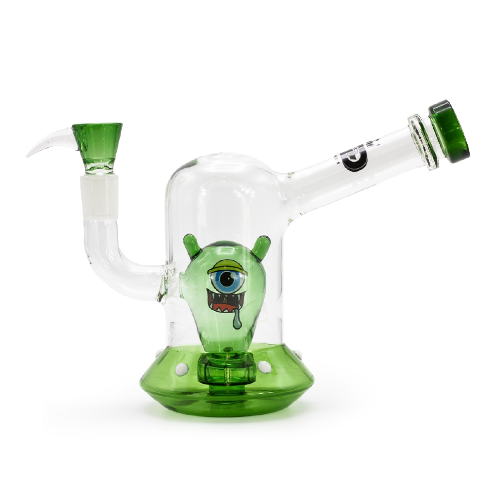 SKLENĚNÝ BONG GRACE GLASS ALIEN SPACESHIP ZELENÝ 18 CM - 1 KS